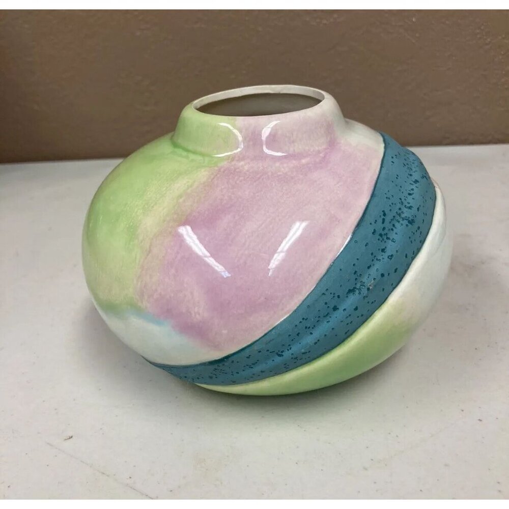 Vintage 1980’s Style Pottery 4” Vase Glossy & Matte Raku Look - Picture 3 of 10